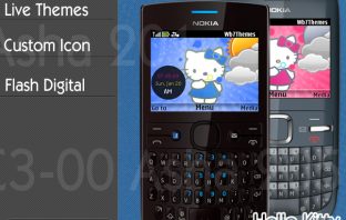 Hello Kitty theme C3-00 X2-01 Asha 200 201 302 205 210 swf clock widget