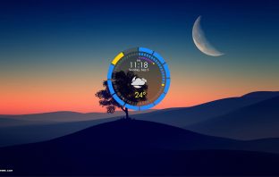 SUPERClock digital clock and current weather conditions Rainmeter skin