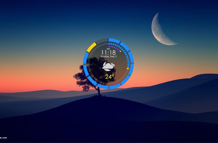 SUPERClock digital clock and current weather conditions Rainmeter skin