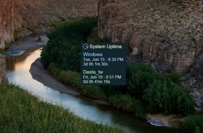 UpTime user or system Up Time skin for Rainmeter Windows 7 8 10